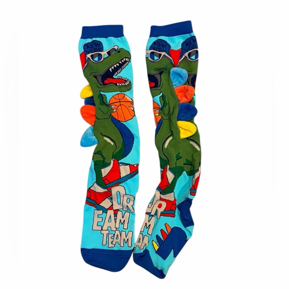 3D Dinosaur Crew Socks Blue T-Rex Basketball Novelty Socks Kids/Unisex